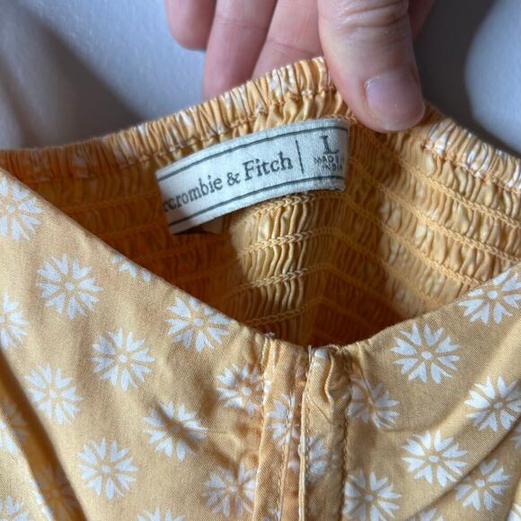 Abercrombie & Fitch Cinched Floral Midi Dress Women’s Large Yellow Cottagecore - Picture 7 of 9